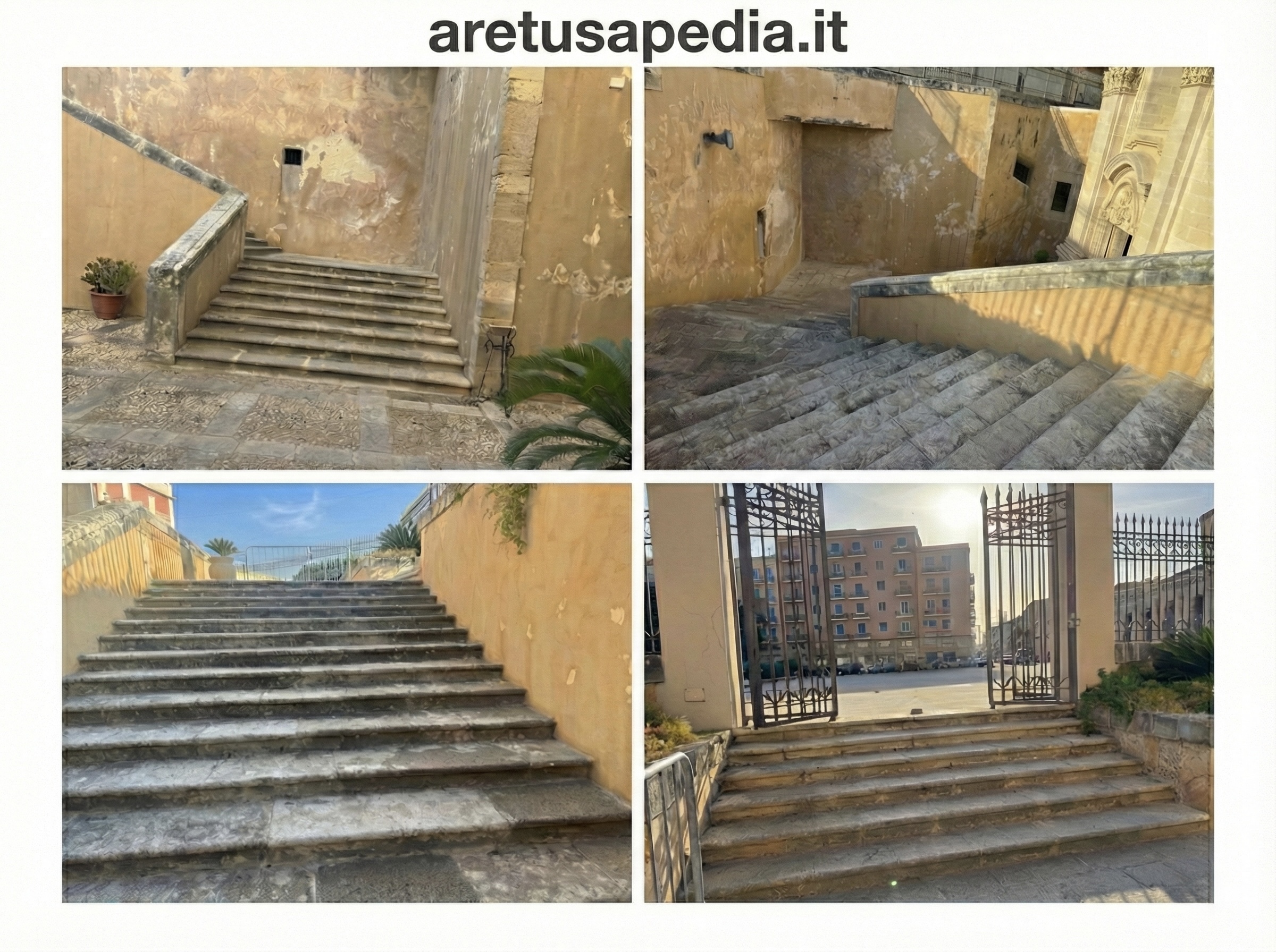 L'accesso al tempietto di Santa Lucia al Sepolcro con la scalinata esterna