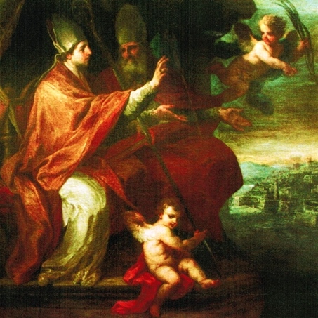Dipinto barocco di Sebastiano Conca raffigurante i santi Erasmo e Marciano.