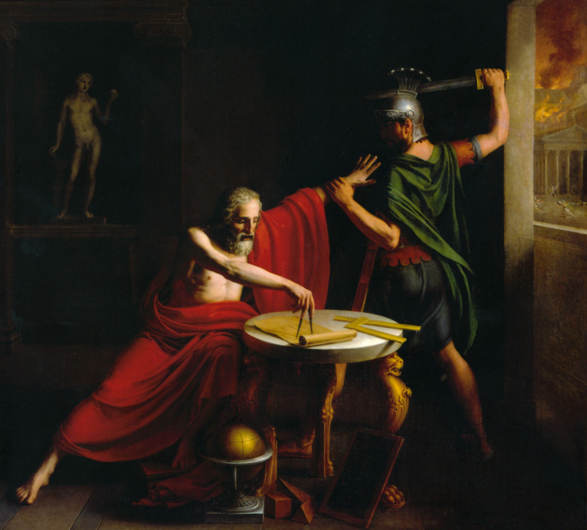 Dipinto neoclassico di Thomas Degeorge del 1815 che raffigura la morte di Archimede aggredito dai soldati romani