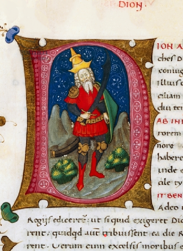 Ritratto immaginario di Dione di Siracusa, miniatura quattrocentesca