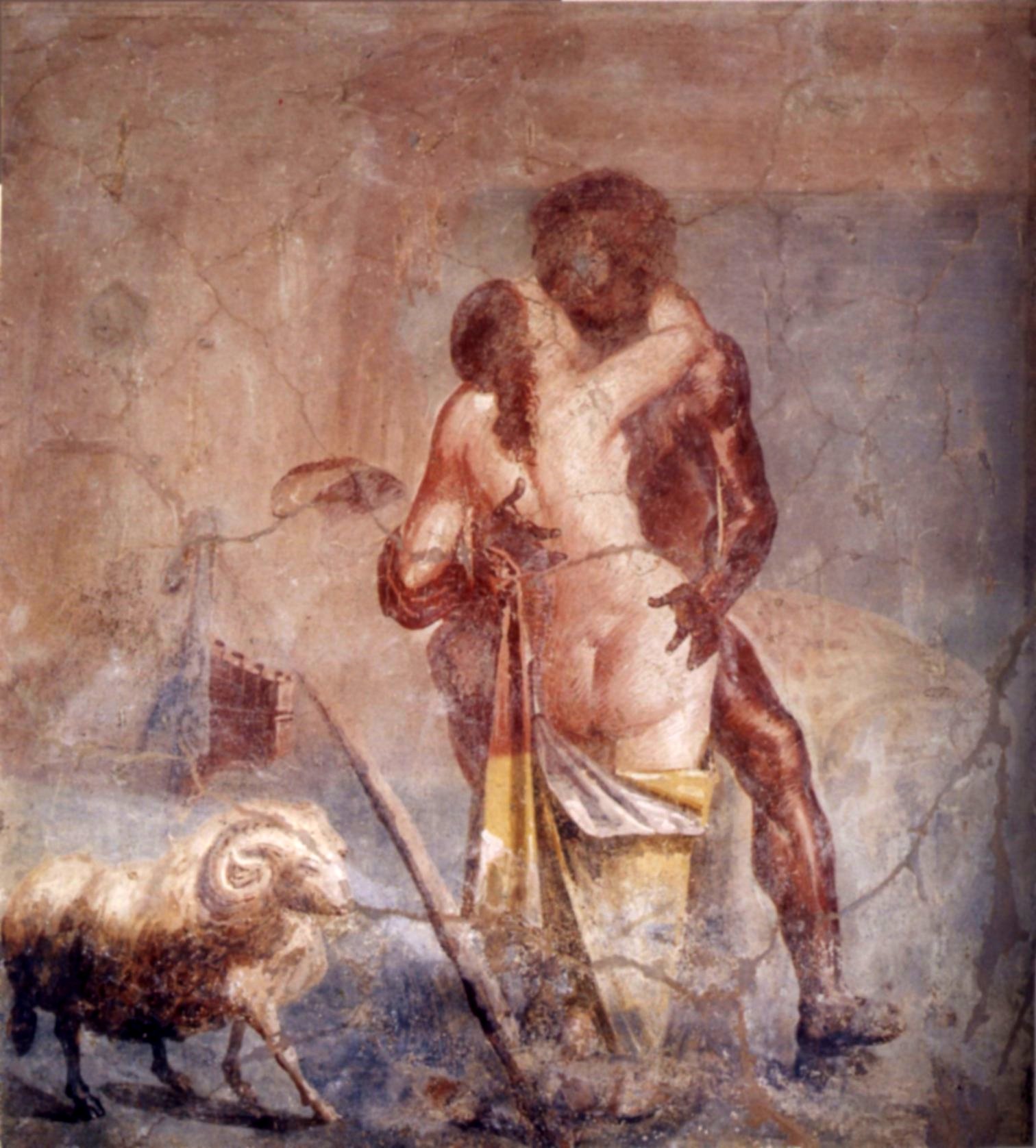 Affresco pompeiano con Polifemo e la ninfa Galatea