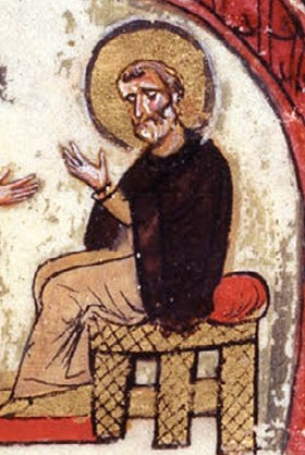 Miniatura bizantina del patriarca Metodio I, dallo Skylitzes di Madrid