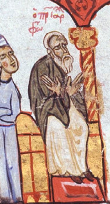 Miniatura bizantina del patriarca Fozio, dallo Skylitzes di Madrid