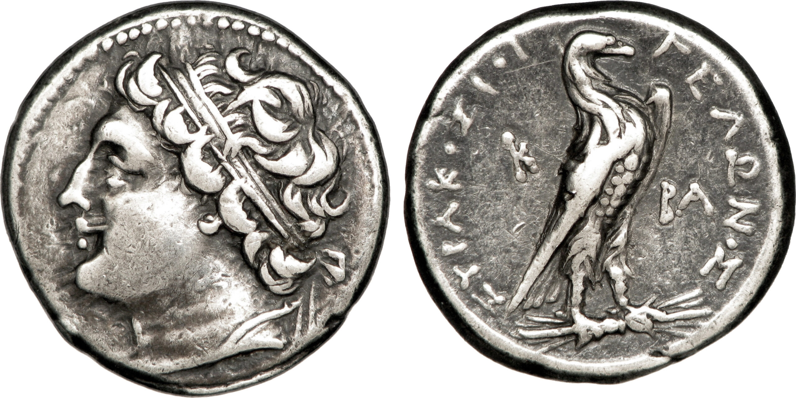 Dramma da 4 litrai di Gelone II con testa diademata e aquila sul fulmine