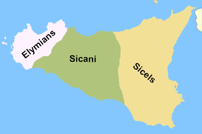 Carta delle popolazioni della Sicilia antica: Siculi, Sicani ed Elimi
