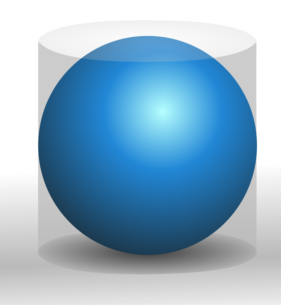 Diagramma di una sfera inscritta in un cilindro, con il rapporto due terzi tra i due volumi