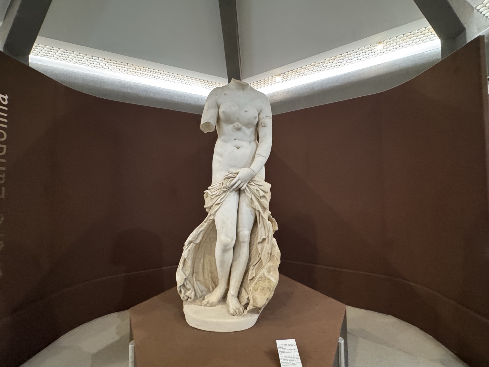 Veduta del corpo intero della Venere Landolina nella sala del museo